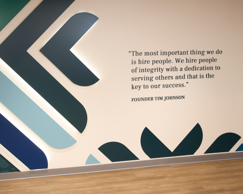 A photo of the wall with Tim Johnson's quote.